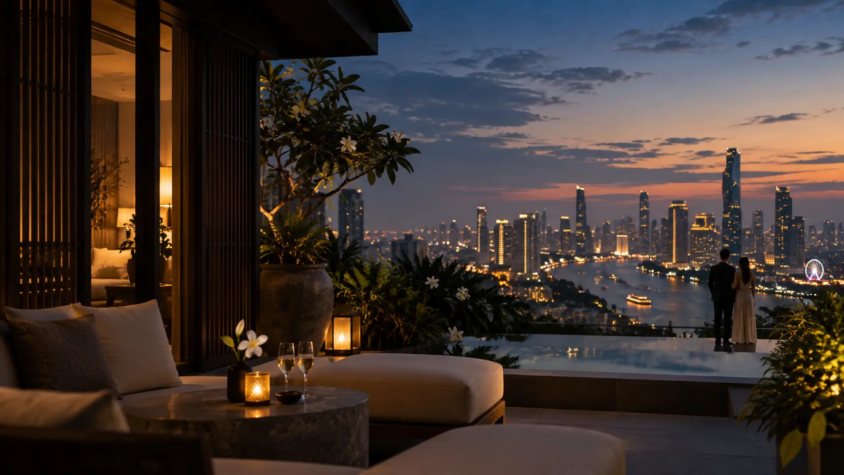 An unhurried evening above Bangkok — AI-generated lifestyle illustration